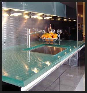 Modern glass kitchen counter