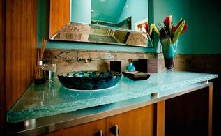 Bathroom with glass countertop