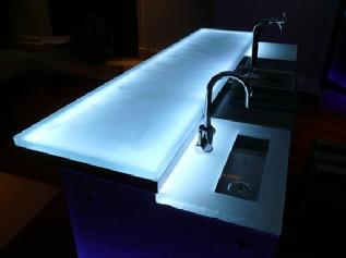 Glass bar top with light